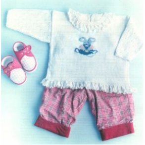 Brnebluse med broderet mus