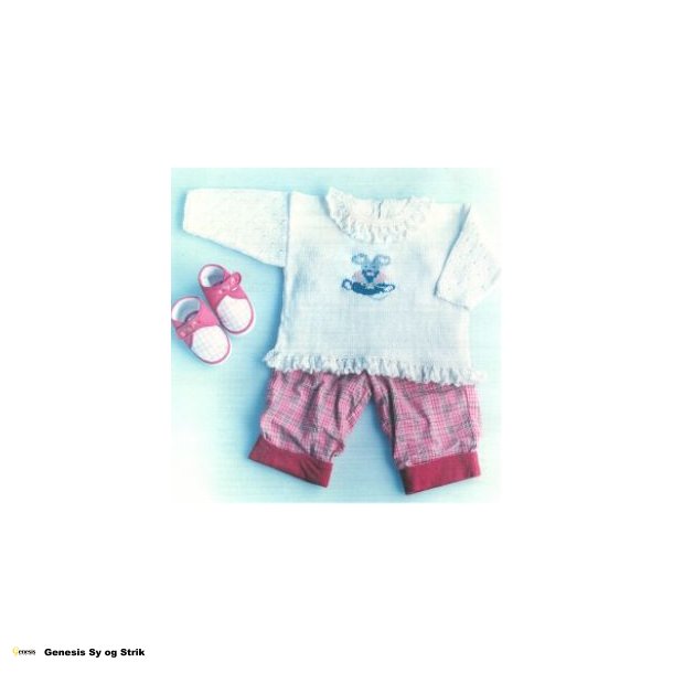 Brnebluse med broderet mus