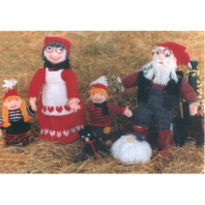 Nissefamilie. Far, mor, dreng og pige