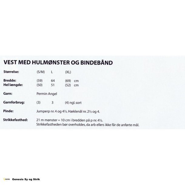 Vest med hulmnster og bindebnd