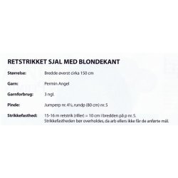 Retstrikket sjal med blondekant