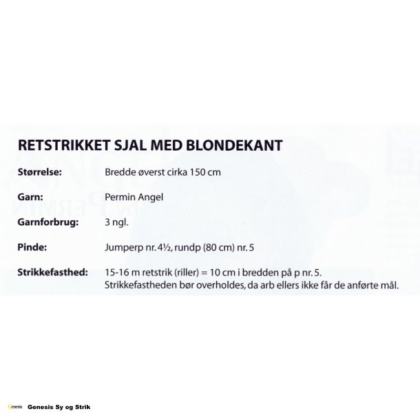 Retstrikket sjal med blondekant