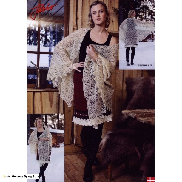 Festsjal i kniplingsstrik