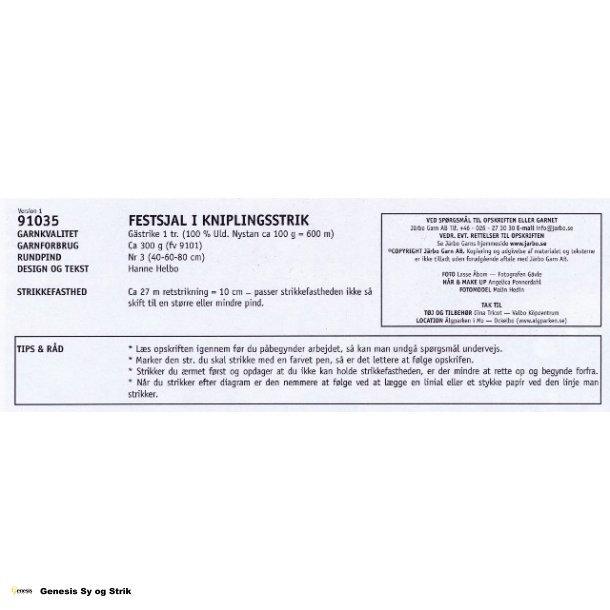 Festsjal i kniplingsstrik