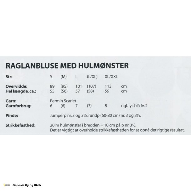 Raglanbluse med hulmnster