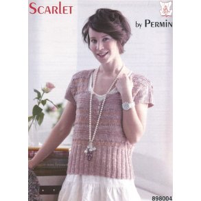 Bluse med vingerme og mnstermiks