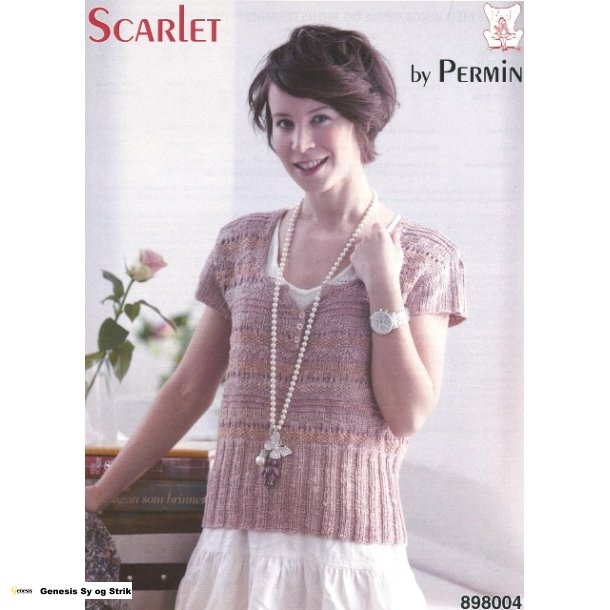 Bluse med vingerme og mnstermiks