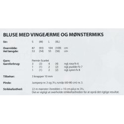 Bluse med vingerme og mnstermiks