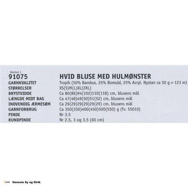 Hvid bluse med hulmnster