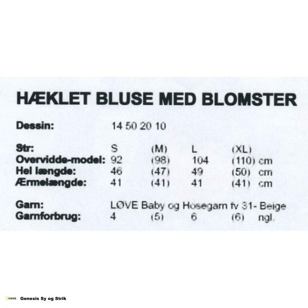 Hklet bluse med blomster