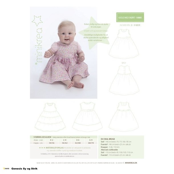 Kjole med skrt - Newborn 0 - 9 mdr.
