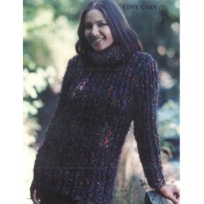 Sweater med hulmnster og rullekrave