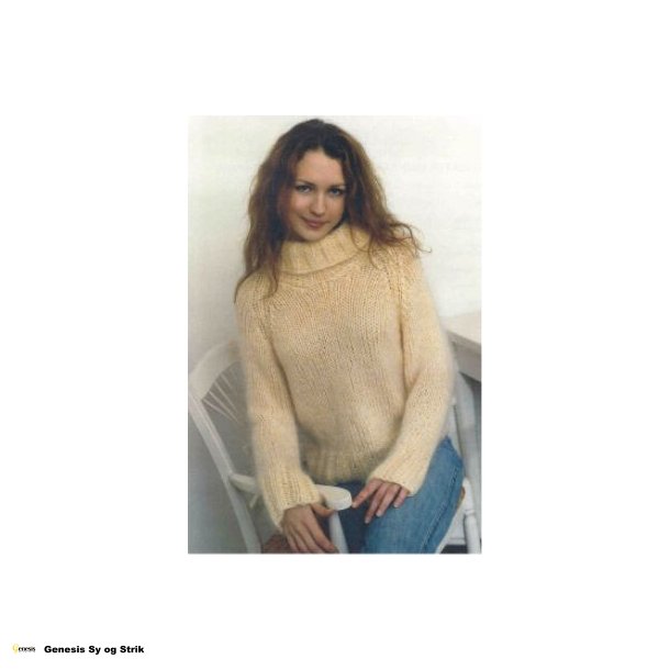 Sweater med raglanrmer og rullekrave