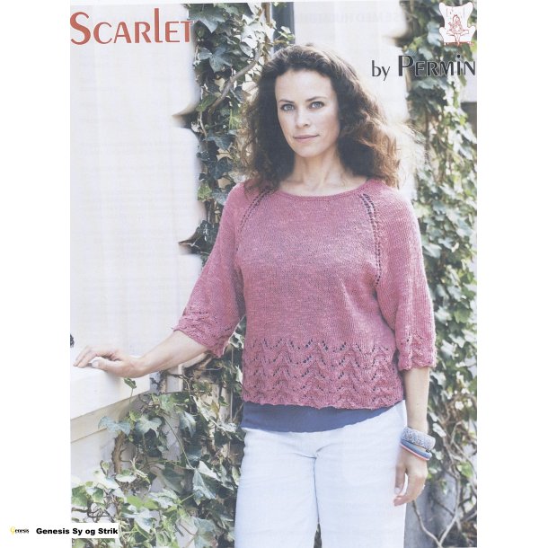 Raglanbluse med hulmnster nederst